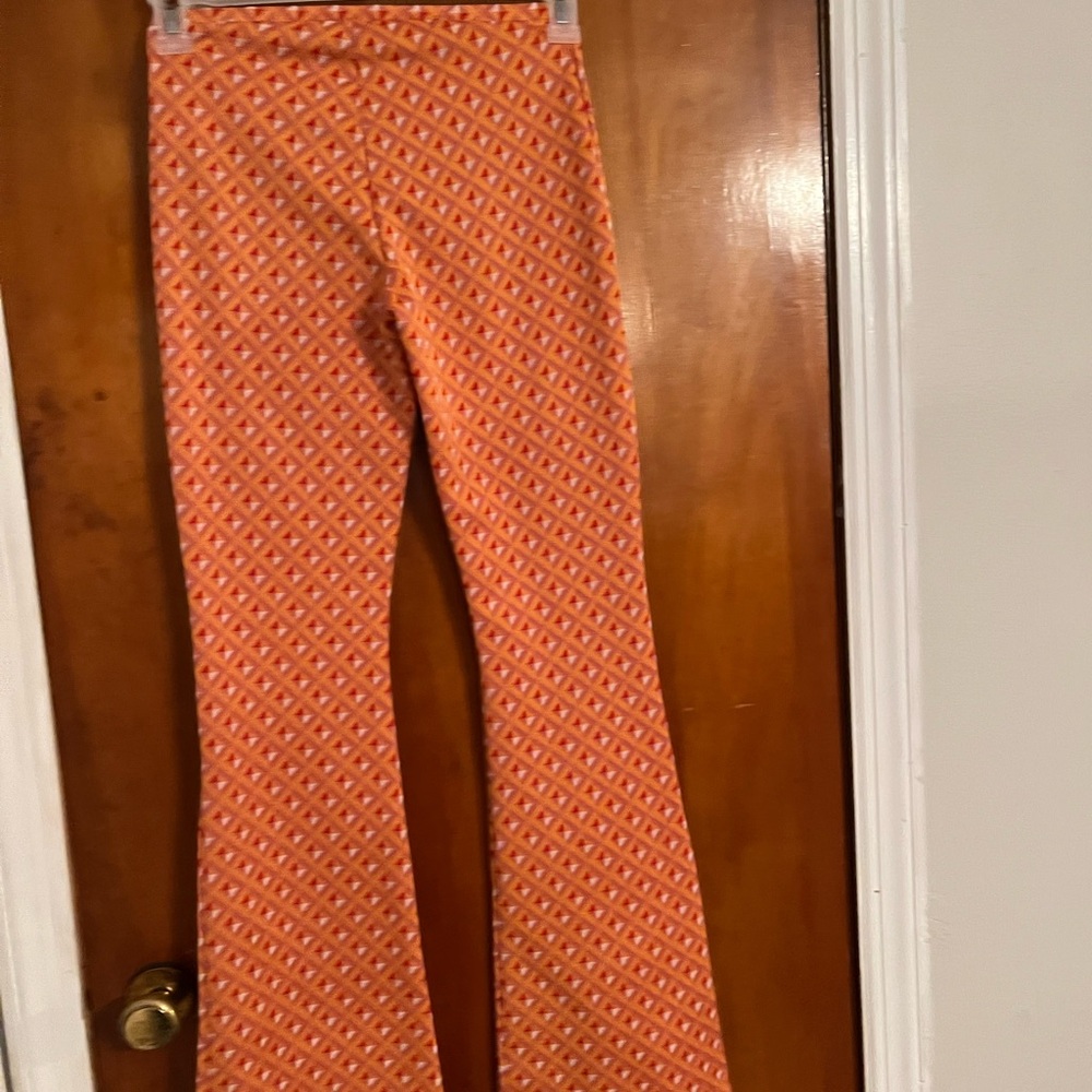 Orange Geometric Patterned Pants - image 3